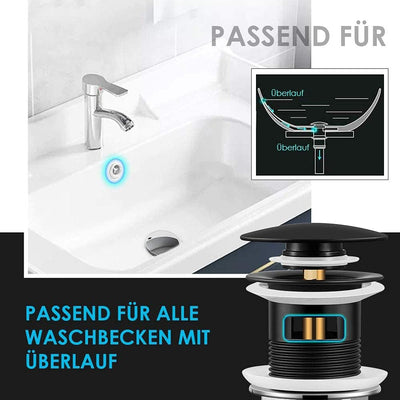 Wasserrhythm Universal Siphon mit Ablaufgarnitur für Waschbecken und Waschschalen mit Überlauf, Pop