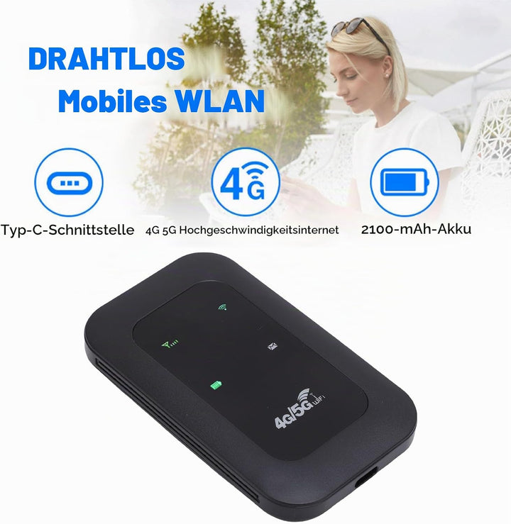 Vikye 4G 5G Mobiler Hotspot, Tragbares WLAN für Reisen in Mehr Als 140 Ländern, mit SIM-Kartensteckp