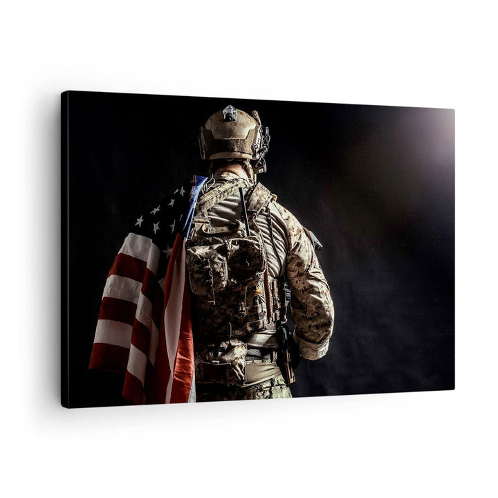 ARTTOR Bilder auf Leinwand Soldat Armee Leinwandbild mit Rahmen 70x50cm Wandbilder Dekoration Wohnzi