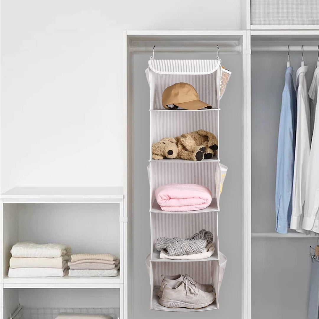 BrilliantJo 2er Set Hängeregal Kleiderschrank Organizer Stoff, 5 Fächer hochwertige Hängeaufbewahrun