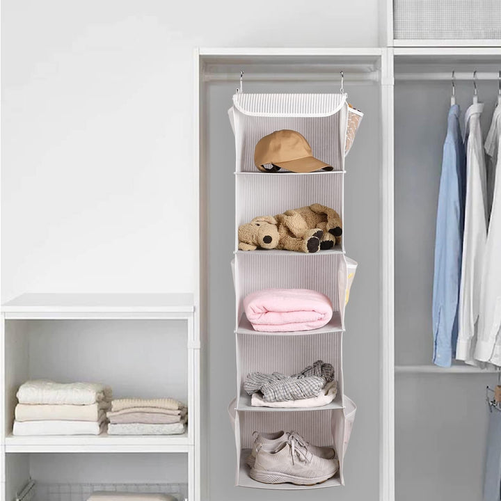BrilliantJo 2er Set Hängeregal Kleiderschrank Organizer Stoff, 5 Fächer hochwertige Hängeaufbewahrun