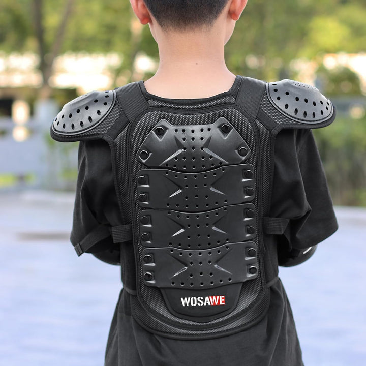 WOSAWE Kinder Motorradjacke Brustpanzer Weste-Schutz Motocross Enduro Sport mit Protektoren für 4-15
