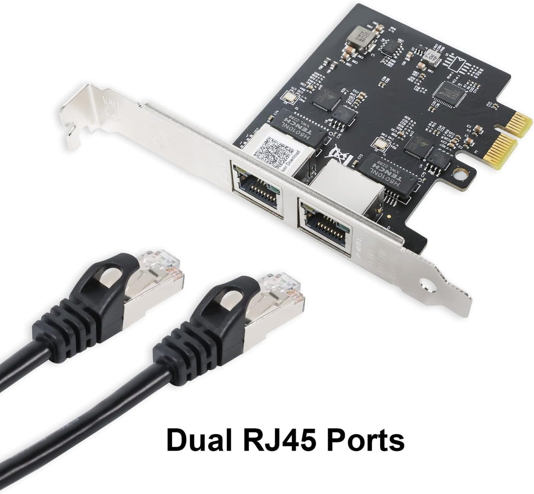 QSFPTEK 2.5G-T Realtek RTL8125B Netzwerkkarte (2 RJ45 Port), 2.5 Gigabit Dual RJ45 Port PCI-E Ethern