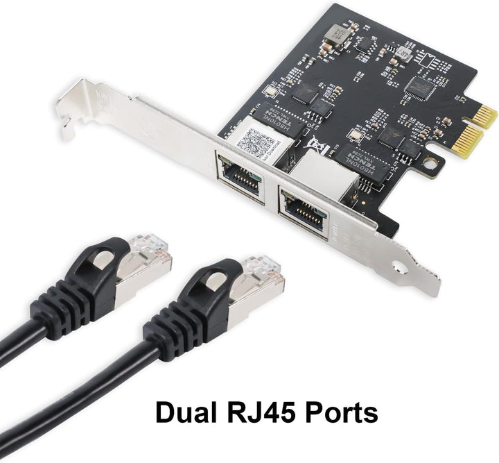 QSFPTEK 2.5G-T Realtek RTL8125B Netzwerkkarte (2 RJ45 Port), 2.5 Gigabit Dual RJ45 Port PCI-E Ethern
