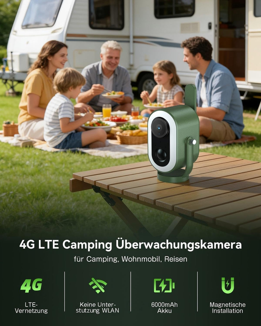 Xega 4G LTE Überwachungskamera Magnetische mit SIM Karte 2K HD kabellose Ohne WLAN Kamera Tragbare A
