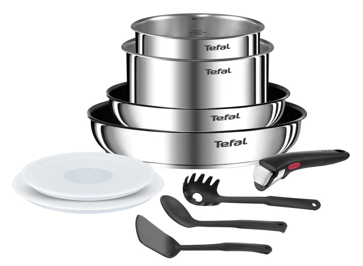 Tefal Ingenio Kochgeschirr-Set, 10-teilig, Pfannen, Töpfe, luftdichte Deckel, abnehmbarer Griff, Ind