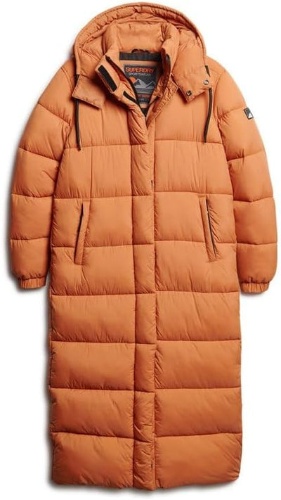 Superdry Damen Ripstop Longline Puffer Jacket Jacke 34 Caramel Grid, 34 Caramel Grid