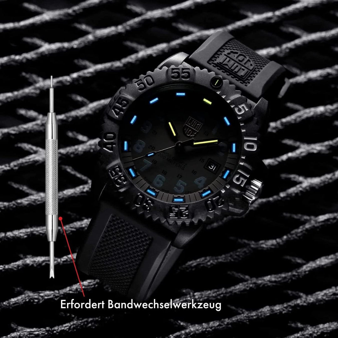 Luminox Uhrenarmband FPX.3000.21H.2.K - 21mm Schwarzes Ersatzarmband aus Gummi mit Edelstahl Dornsch