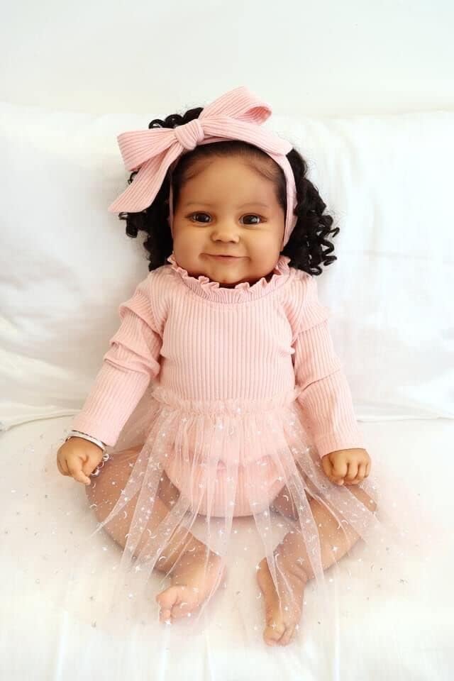 Zero pam Reborn Baby Mädchen 24 Zoll Dunkelhäutige Silikon Babypuppe Wie Echtes Baby Gewichtet Leben