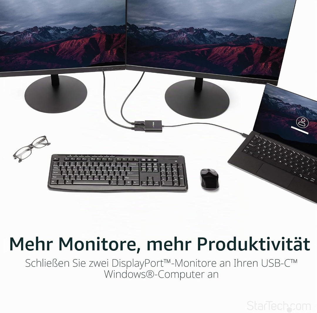StarTech.com USB-C auf Dual DisplayPort 1.2 Adapter, USB-C Multi-Monitor MST Hub, Dual 4K 30Hz/1080p