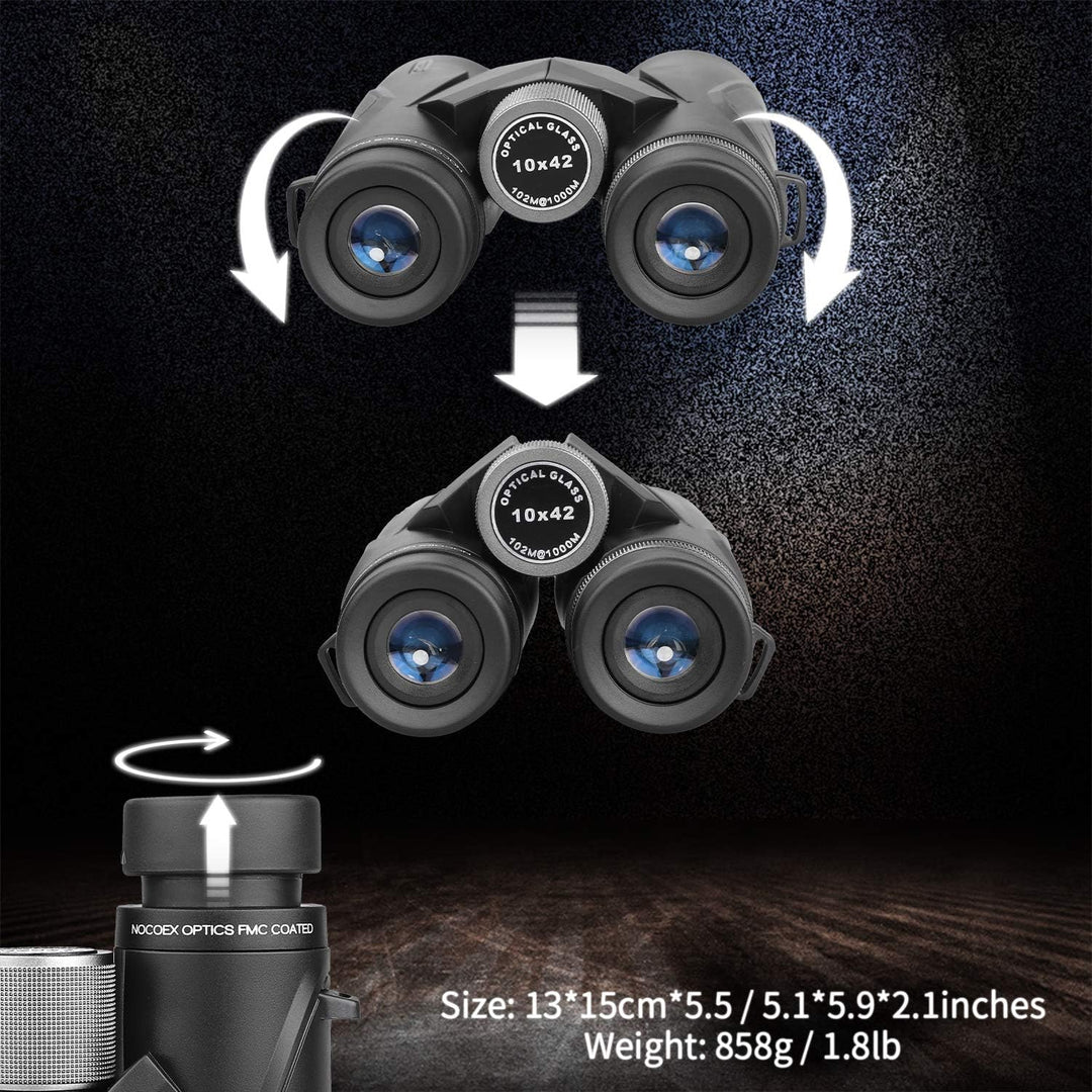 NOCOEX 10x42 Fernglas Erwachsene，Kompaktes Tragbares Fernglas mit nachtsicht，Ideal für Vogelbeobacht