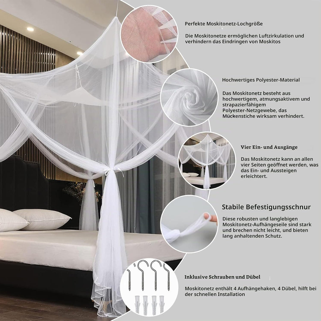 Moskitonetz Doppelbett und Einzelbett, 190cm x 210cm x 240cm Moskitonetz Bett Reise Premium Grosses