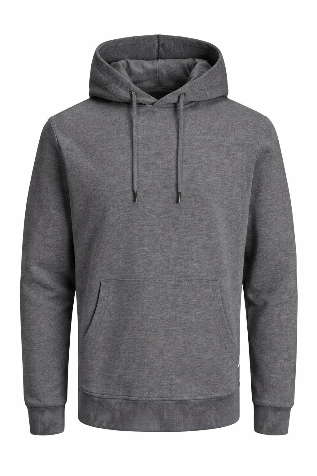 JACK & JONES Male Kapuzenpullover Einfarbig Kapuzenpullover XS Medium Grey Melange, XS Medium Grey M