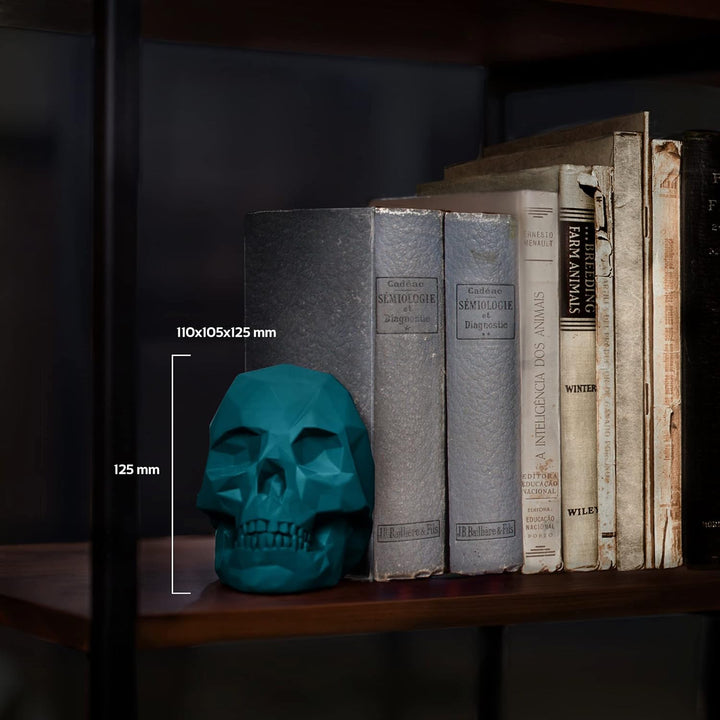 concrette Buchstütze Skull Low-Poly Totenkopf aus architektonischem Beton - Stütze für Bücherregal B