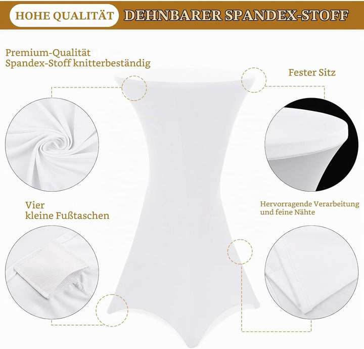 Showgeous 10er-Set Stretch Stehtisch Husse für Bistrotisch Ø 60-65 cm,Hussen Stehtische Weiss 60 cm,