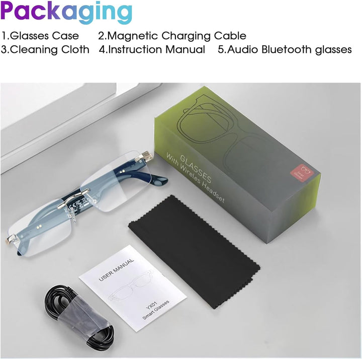 GenXenon AI Smart Brille, Photochrome Smart Glasses mit Offenen Lautsprechern, Echtzeit-Übersetzer f