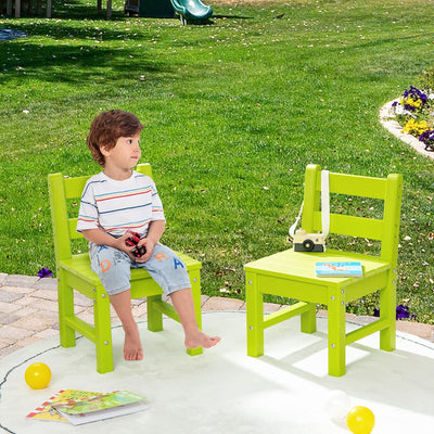 GOPLUS 3 TLG Tisch Stuhlset, Kindertisch Lerntisch Set aus Holz, mit 2 Stühlen mit Rückenlehnen zum