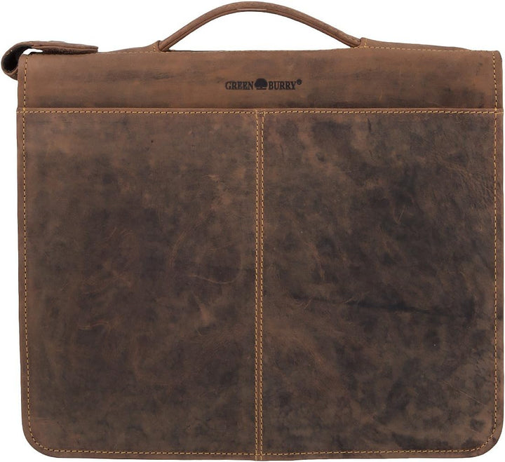 GreenBurry Schreibmappe 34 x 29 x 8 cm Rind-Leder RingBuch-Mappe Aktenmappe
