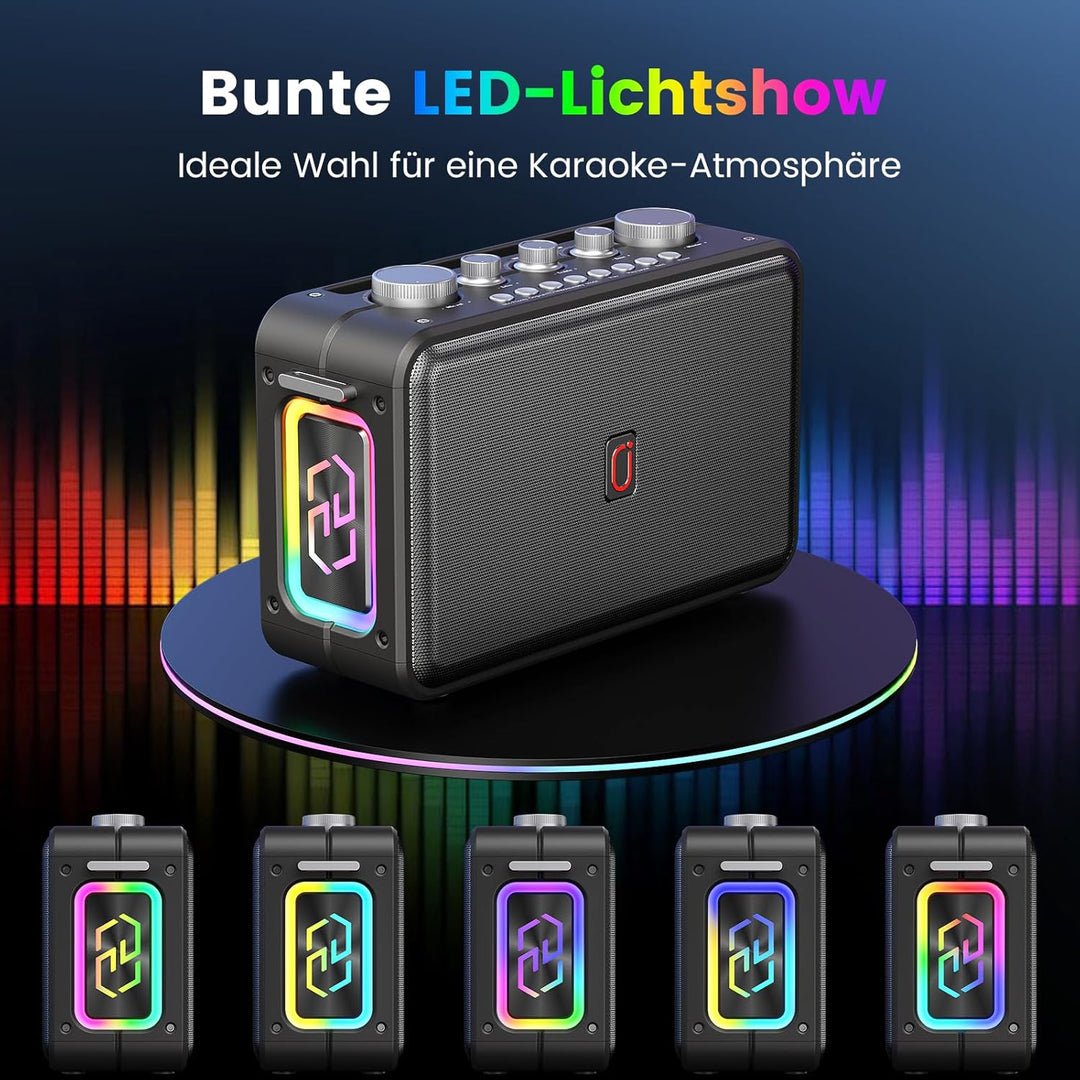 Karaoke Maschine mit 2 Karaoke Mikrofonen,Tragbare Bluetooth 5.3 Karaoke Maschine für Erwachsene Unt