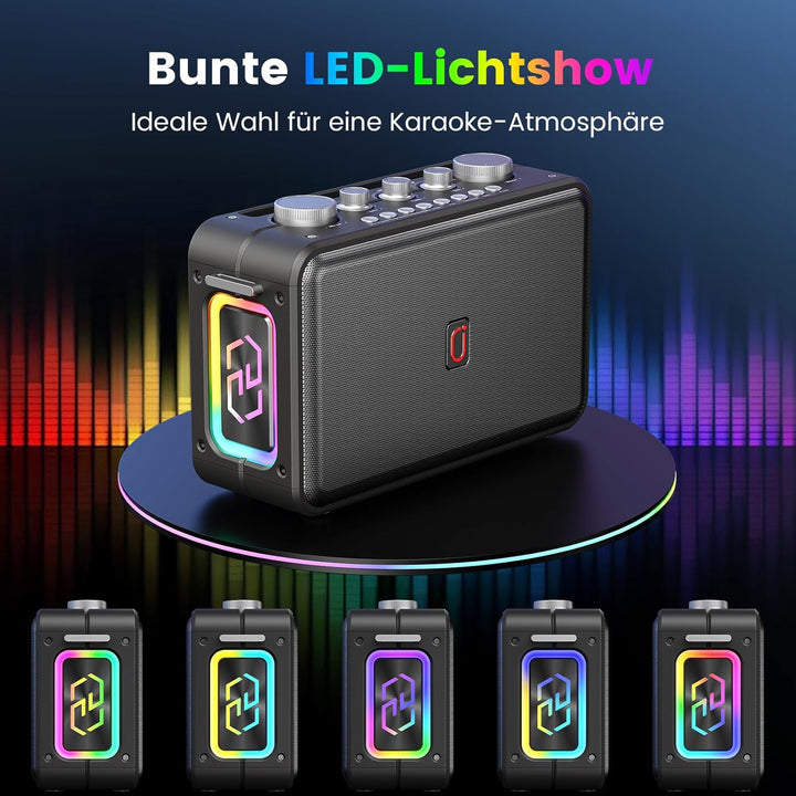 Karaoke Maschine mit 2 Karaoke Mikrofonen,Tragbare Bluetooth 5.3 Karaoke Maschine für Erwachsene Unt