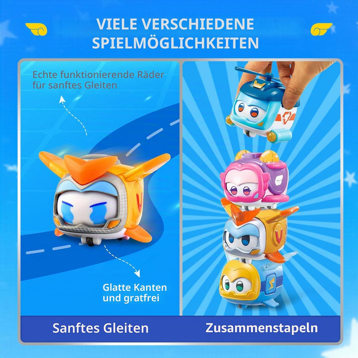 Super Wings EU770491 - Super Pets im 4er Pack, ca. 4,3 cm grosse Super Haustiere mit wechselbaren Ge