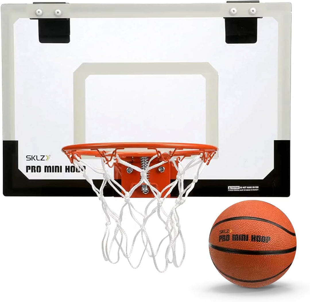 SKLZ Unisex Glow in The Dark Mini Basketball Hoop, White/Black, Standard (18" x 12")