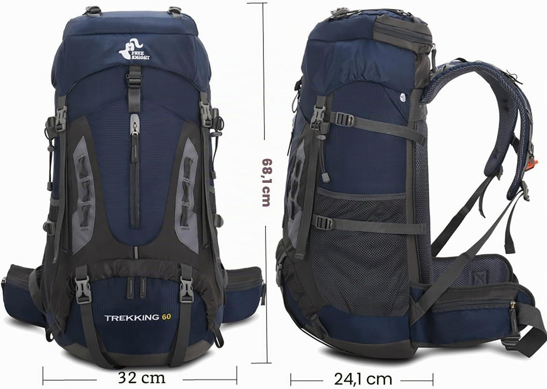 Bseash 60 l wasserdichter leichter Wanderrucksack mit Regenschutz, Outdoor-Sport, Reisen, Tagesrucks