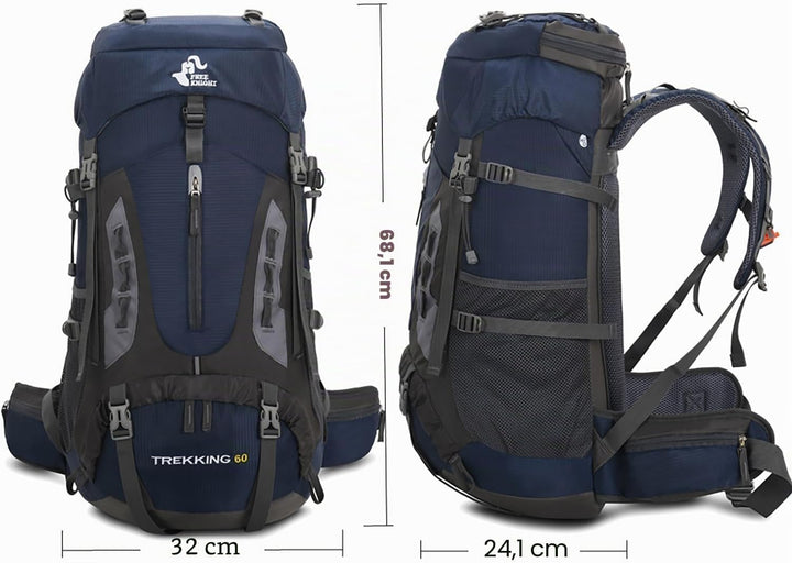 Bseash 60 l wasserdichter leichter Wanderrucksack mit Regenschutz, Outdoor-Sport, Reisen, Tagesrucks