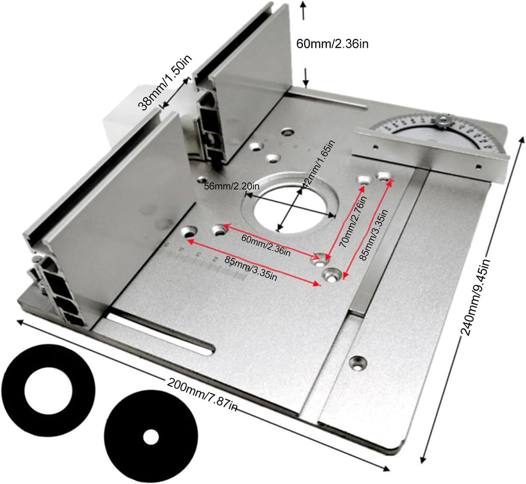 Router Tischeinsatzplatte 2 in 1 Holzbearbeitungsbank Flip Board Aluminiumlegierungskonstruktion Prä