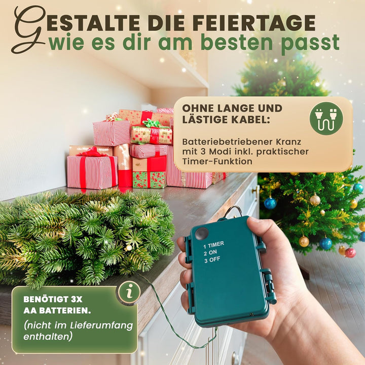 ArtiTree - Weihnachtskranz für Tür, Adventskranz, Weihnachtsdeko für Aussen und Innen, Künstlicher T