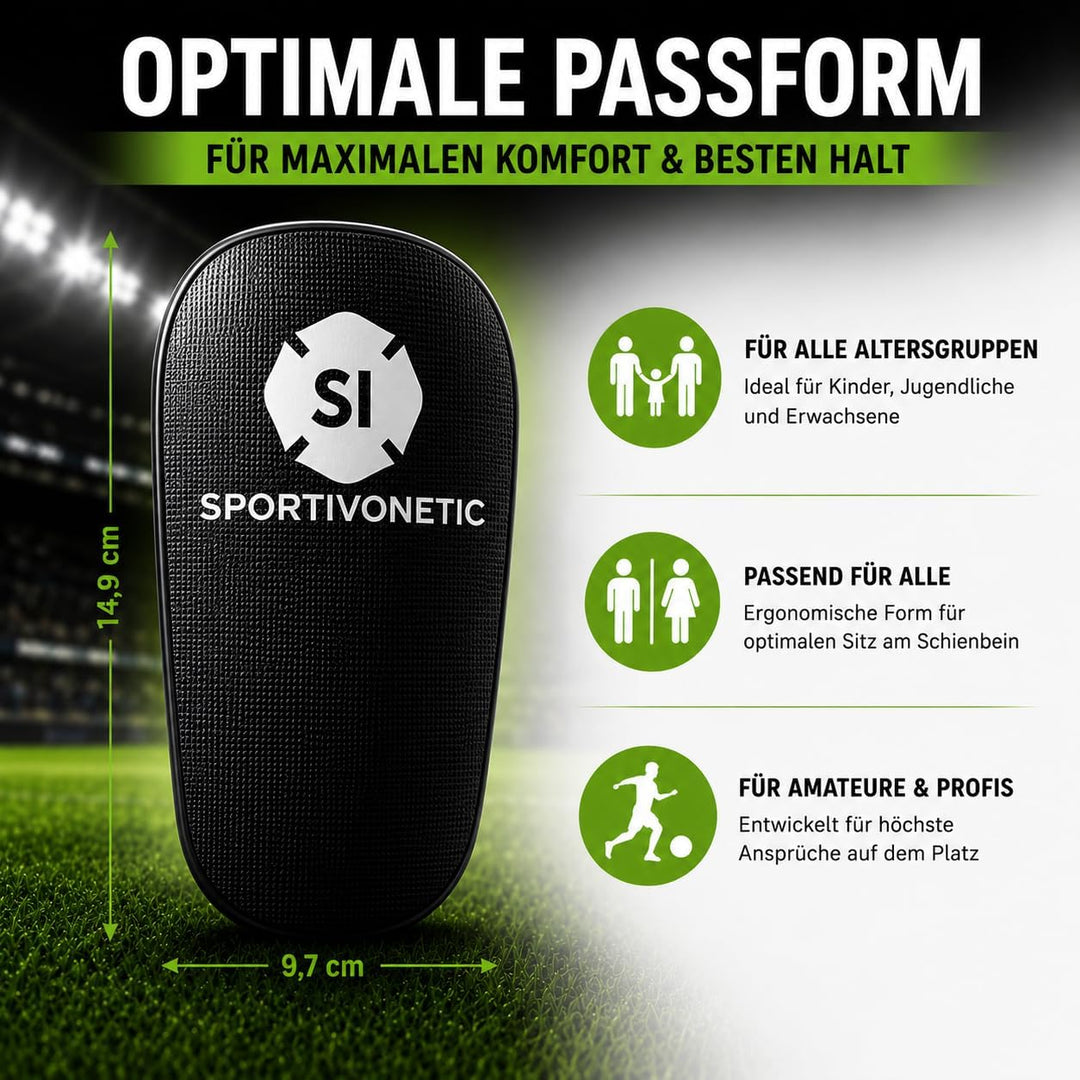 SPORTIVONETIC® High Performance Schienbeinschoner Anpassbar für Erwachsene & Kinder, Damen & Herren