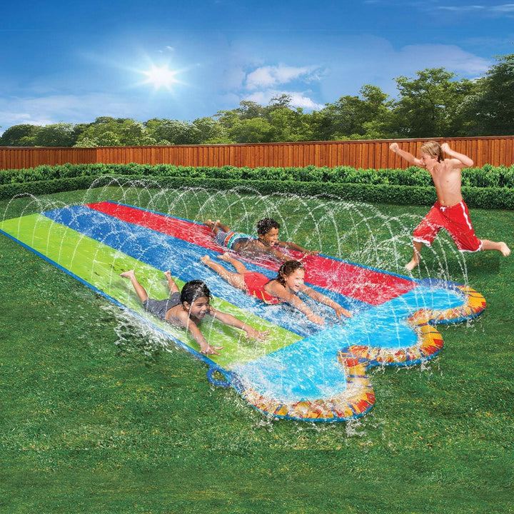 BANZAI Speed Triple Wasserbahn Duell Wasserrutsche 487 cm mit Sprinkler mit 3