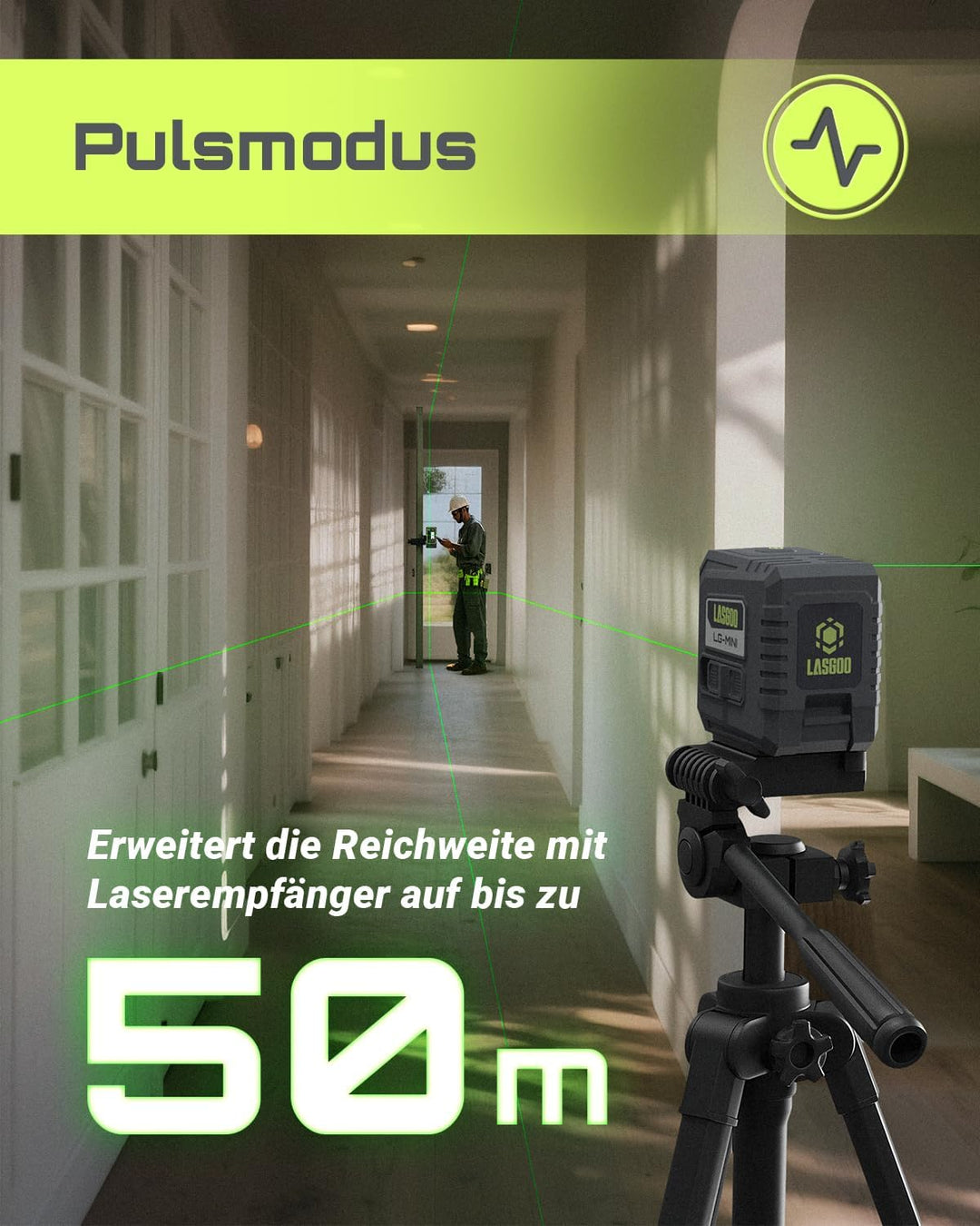 LASGOO Mini-Selbstnivellierlaser, Kreuzlinienlaser ideal zum Aufhängen von Bildern und für den Bau,