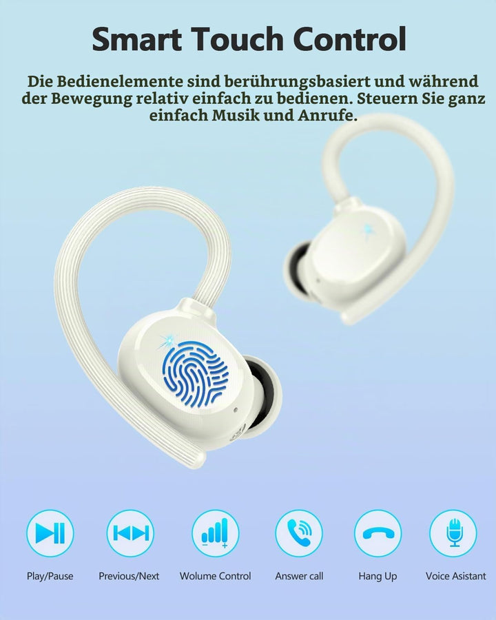 Bluetooth Kopfhörer Sport, 2026 in Ear Kopfhörer Kabellos Bluetooth 5.3 mit HD Mic, Herausragender S