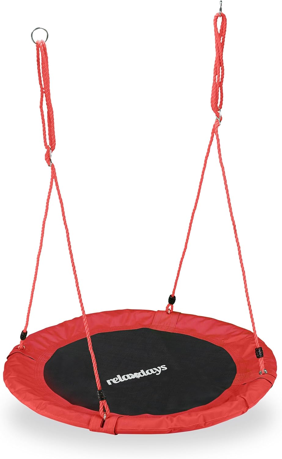 Relaxdays Unisex – Erwachsene, rot Nestschaukel, rund, für Kinder & Erwachsene, verstellbar, Ø 90 cm