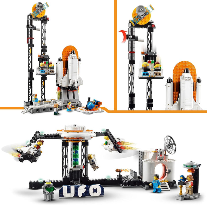 LEGO 31142 Creator 3-in-1 Weltraum-Achterbahn, Bausatz Einer Spielzeug-Kirmes mit funktionierenden W
