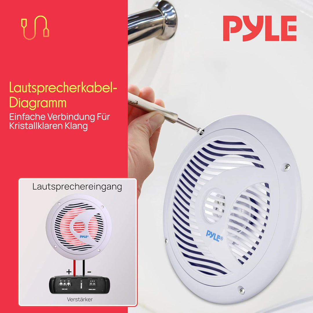 Pyle Hydra 16,5 cm Wasserdicht Marine Grade Lautsprecher, Built Mehrfarbig LED-Lichter, 150 Watt, Pa