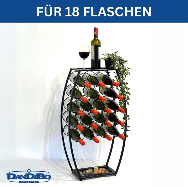Weinregal Metall Schwarz Stehend 83 cm 96640- Weinständer für 18 Flaschen - Dekorativer Weinflaschen