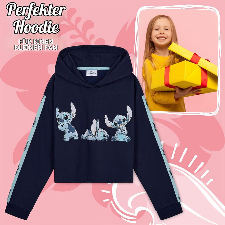 Disney Stitch Kapuzenpullover Mädchen Cropped Hoodie Kinder Teenager 7-14 Jahre - Hoodie Mädchen Ges