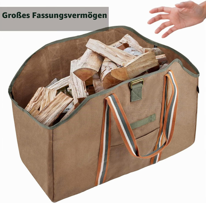 BONTHEE kaminholztasche Kaminholz Holzkorb Tragetasche Brennholztasche Kaminholzträger gewachstes Se