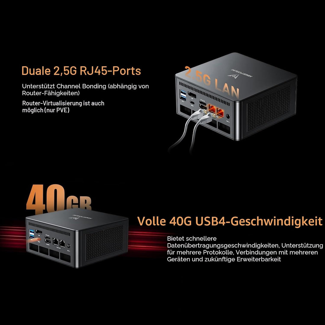 MINIS FORUM UM890 Pro Mini PC - AMD AI Ryzen 9 8945HS, 8 C/16 T, Radeon 780M GPU, 2 x M.2 SSD Slots,