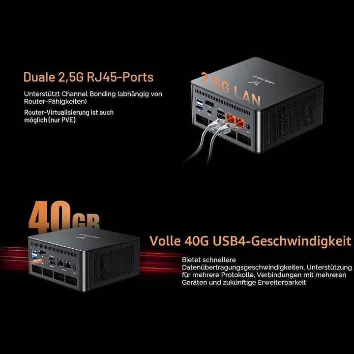 MINIS FORUM UM890 Pro Mini PC - AMD AI Ryzen 9 8945HS, 8 C/16 T, Radeon 780M GPU, 2 x M.2 SSD Slots,