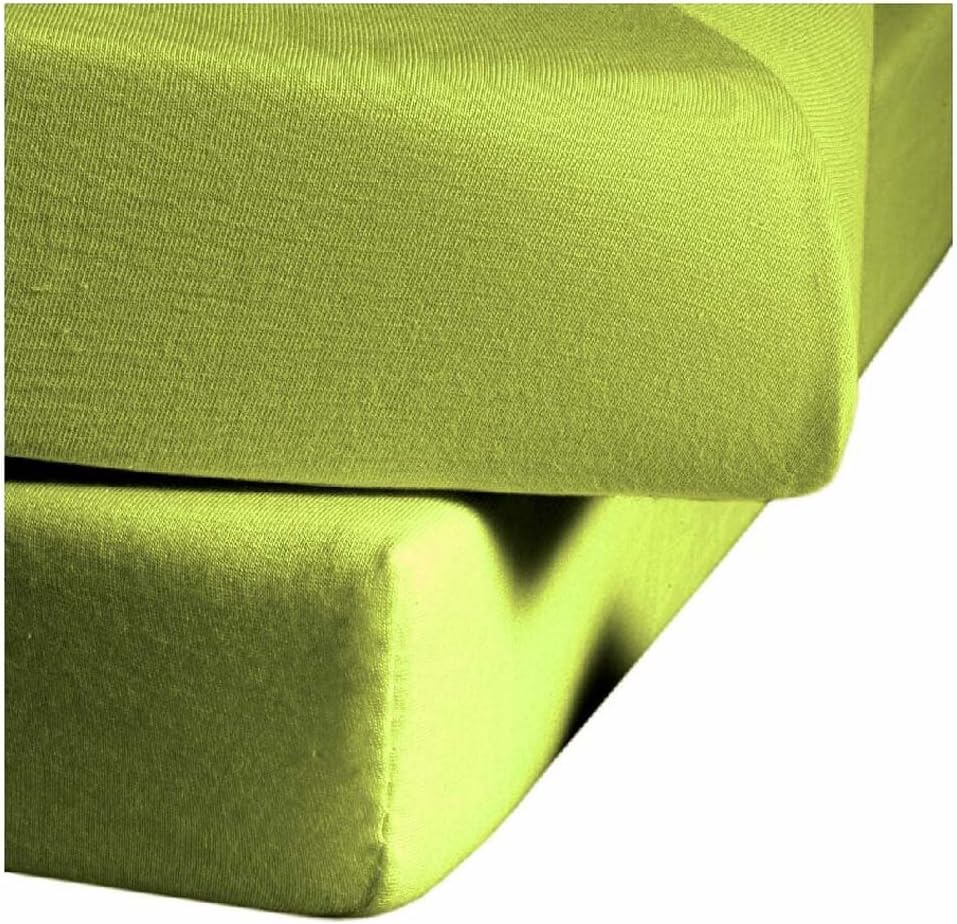 Fleuresse L-001117-7041-0600 Comfort Bettlaken, 96% Baumwolle, 4% Elasthan, apfelgrün, 38.0 x 27.2 x