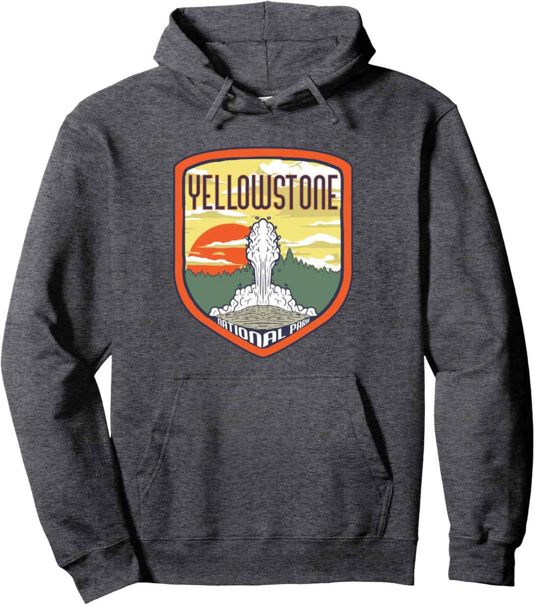 Retro Yellowstone National Park Old Faithful Geyser Graphic Pullover Hoodie