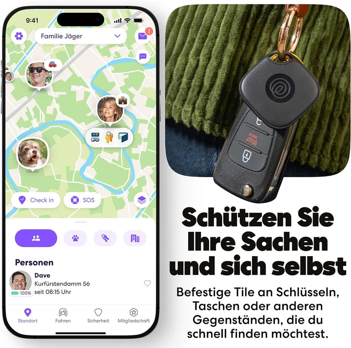 Tile by Life360 Mate (2024) – Bluetooth-Tracker, Schlüssel- und Gegenstandsfinder für Schlüssel, Tas