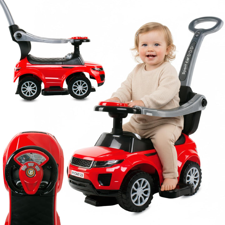 4in1 Kinderauto Rutschauto ab 2 Jahre und Schiebeauto mit Hupe und Musik, Rutschauto mit Stauraum un