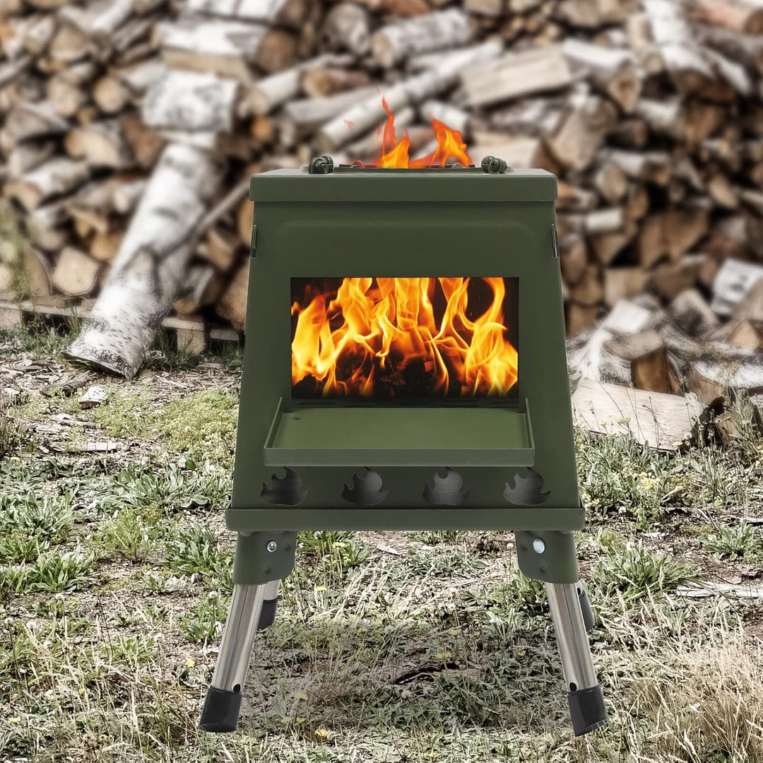 Zeltkocher,Raketenofen Outdoor Klappriger Campingkocher mit 16 BelüFtungslöChern für Holz Holzkohle