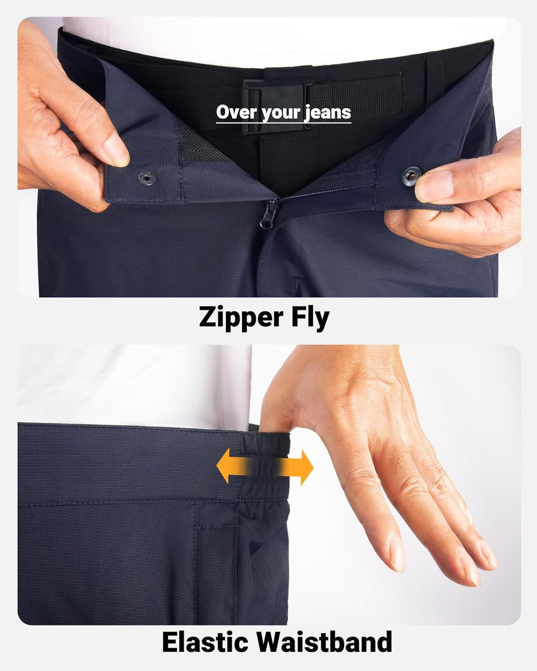 33,000ft Regenhose Herren Wasserdicht Full Zip Wanderhose, Atmungsaktiv 2-Lagen Überziehhose Fahrrad