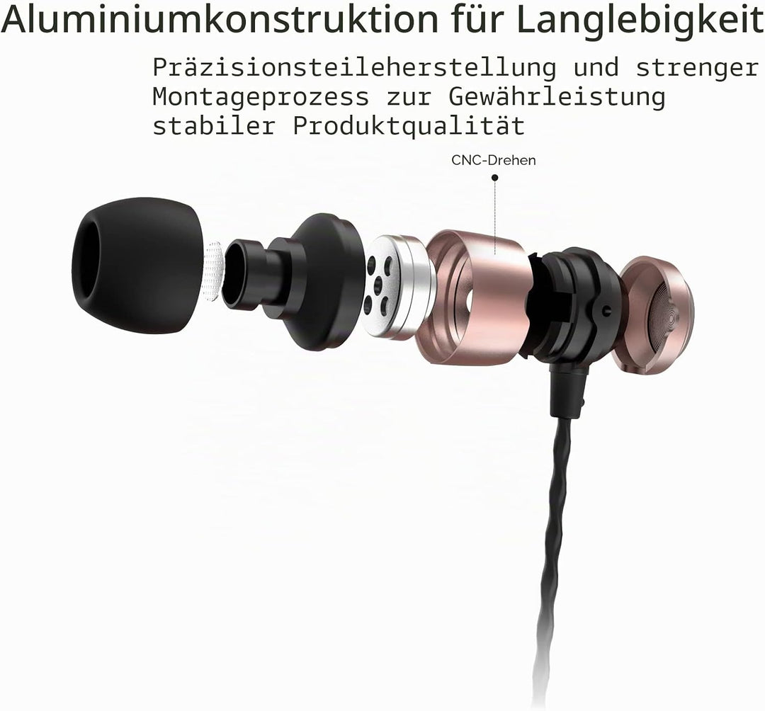 SoundMAGIC E50C Kabelgebundene Ohrhörer mit Mikrofon, In-Ear-HiFi-Kopfhörer, Gute geräuschisolierend