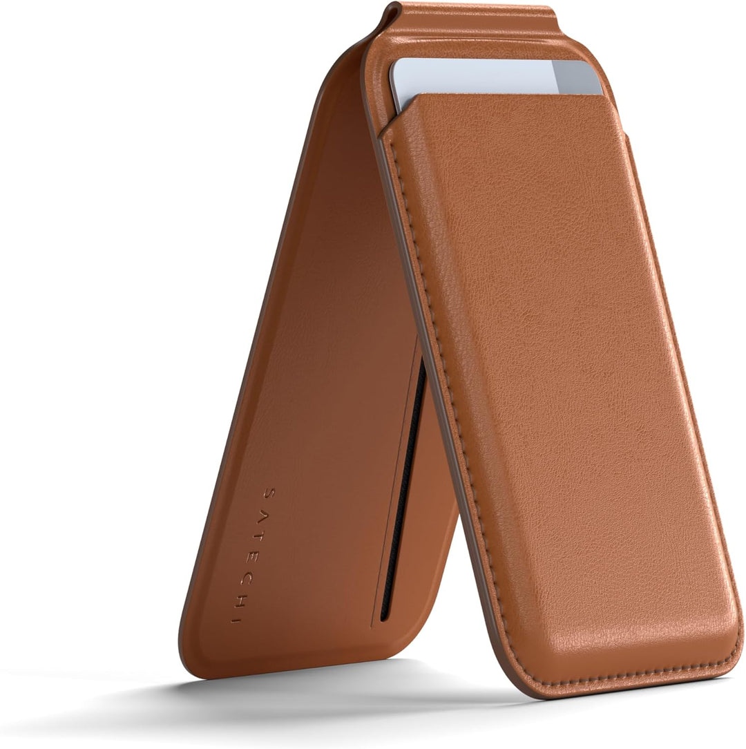 SATECHI Magsafe Wallet und Double Flap Stand mit Magnetfunktion, iPhone Wallet mit 4 Kartenfächern,